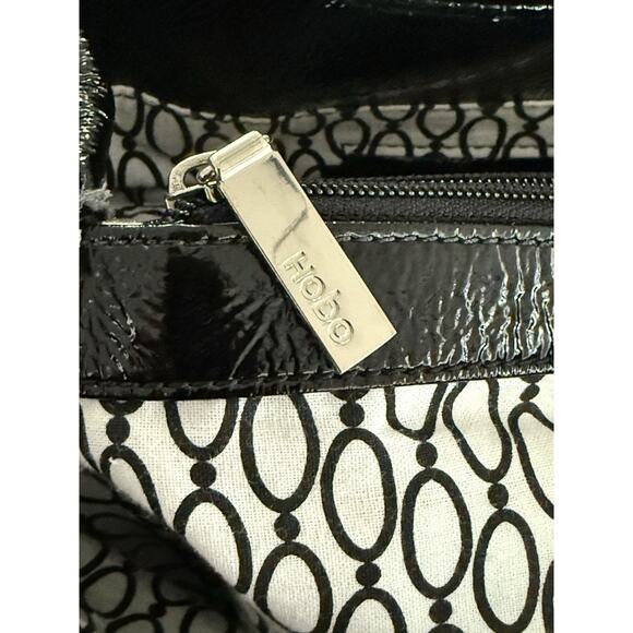 HOBO Black Patent Leather Large Double Handle Purse Magnetic Closure Pockets - Picture 12 of 16